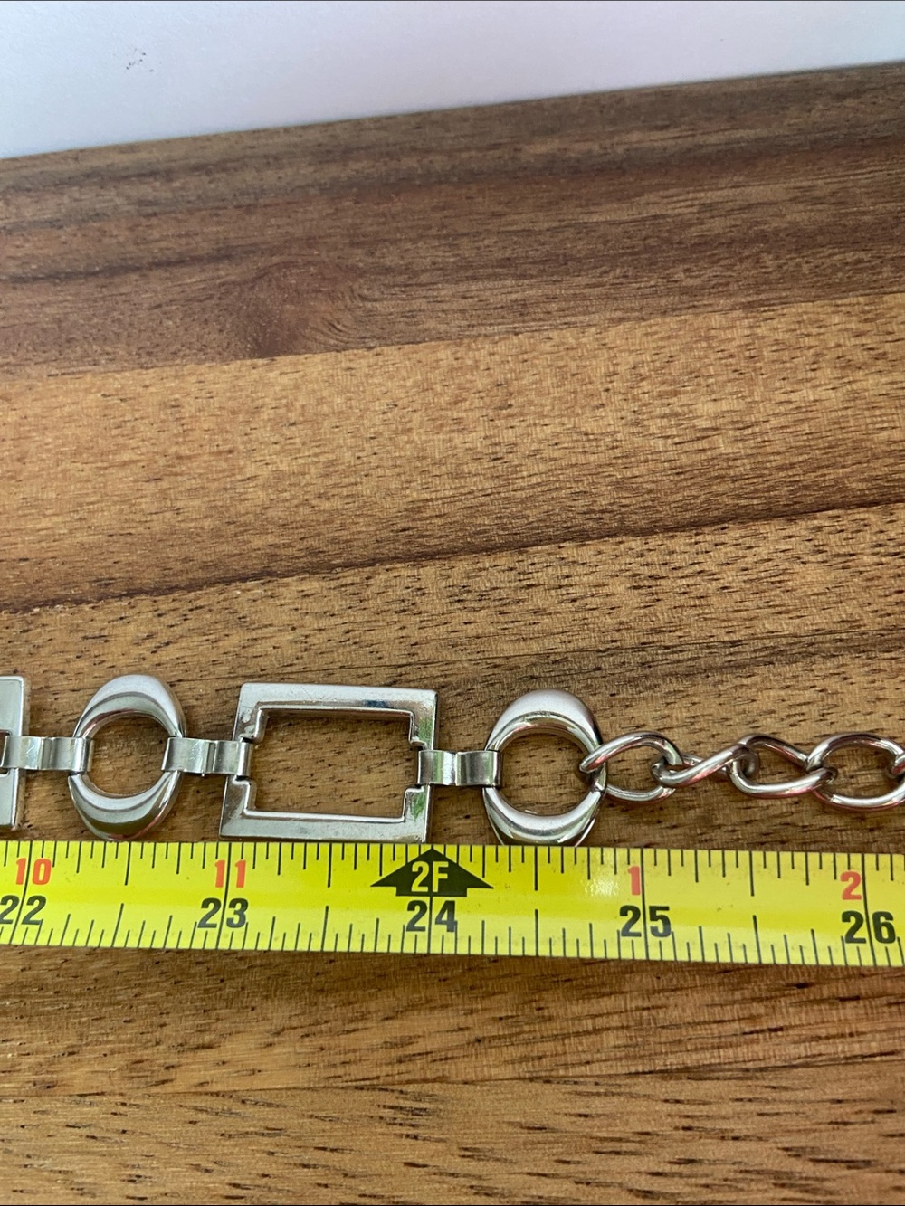 Silver Tone Chain Link Belt Geometric Modern Minimalist Adjustable Y2K - Picture 5 of 5